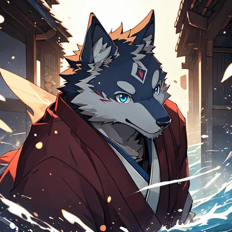 ((highest quality, 8,000，Ridiculous Resolution，16K,  masterpiece: 1.3)), kimonoを着た男とWolf, Wolfからオマージュした，Wolf, 人間とWolfの調和, Handsome，Japanese demon boy, A fusion of a demon and a boy，Blade，アートのHandsomeな男, Magnificent and elegant, Inspired by the Art Station ...