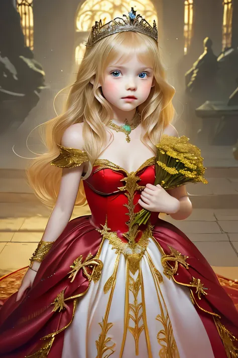 Little young girl, blond hair,cute,fantasy, Nice dress ,tiara,red carpet,city,bouquet,princess,young girl,sex