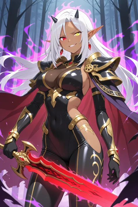 masterpiece,best quality,amazing quality, delicate illustration, latest, very aesthetic, sharp focus, subjective,
BREAK Left: Schwarz, a handsome demonic boy with a mischievous laugh, black hair, glowing red eyes, and small horns. He wears a gorgeous black...
