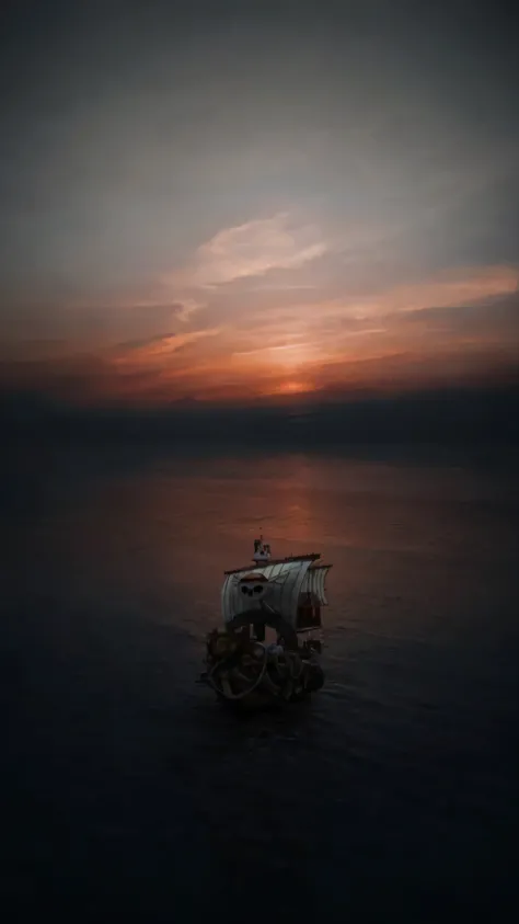 score_9, score_8_up, score_7_up, detailed, wallpaper, beautiful details, highly detailed, ultra realistic, cinematic scene, ultra realistic, cinematic style, Thousand Sunny ship from one piece, majestic ship sailing on calm ocean, background changed to vib...