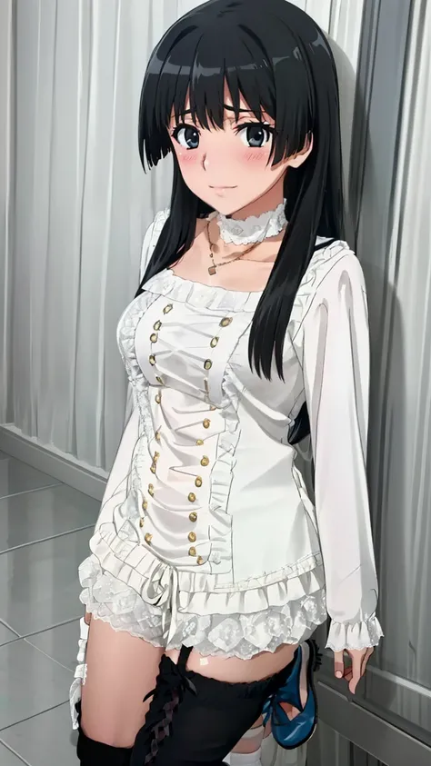 (masterpiece, best quality, high resolution, 8k:1.2), (anime coloring), unity 8k wallpaper, (beautiful detailed eyes:1.2), highly detailed face, perfect lighting, highly detailed CG, perfect hands, perfect anatomy, saten ruiko, 1 girl, young woman, bearish...