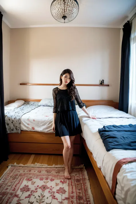 realistic pictures, beautiful woman in silya room. ,Flower Garden