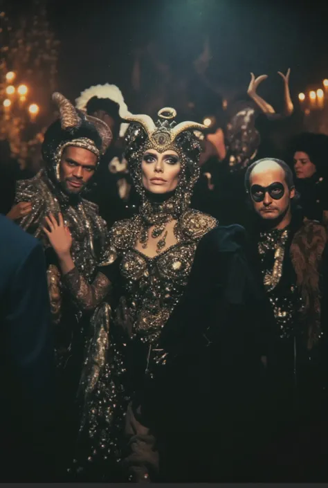 hybrid snake mafiosa in disguise, hybrid sheep in costume, hybrid reptile in costume , hybrid rhinoceros in disguise and witch in disguise. cinematic, surreal.