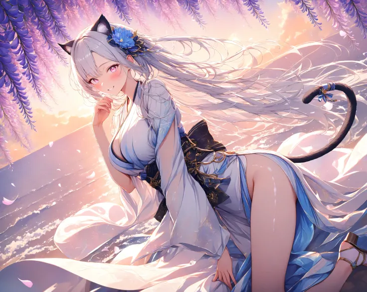 quality: Best Quality, masterpiece, very detailed, ultra detail, detailed background,
theme:(an 18-year-old woman with a demon cat that is so beautiful that it takes your breath away):1.4,perfect female body:1.1, beautiful breasts:1.1,detailed skin texture...