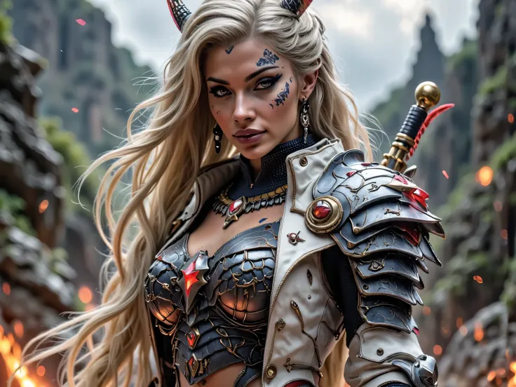 ((best quality)), (Masterpeace, high quality, high resolution, realistic photo, photography, detailed), 1 japanese porn star women fighter dark warrior gangster, age from 30 to 36 years old, porn star Xo Gisele, 8k_wallpaper, extremely detailed eyes, (larg...