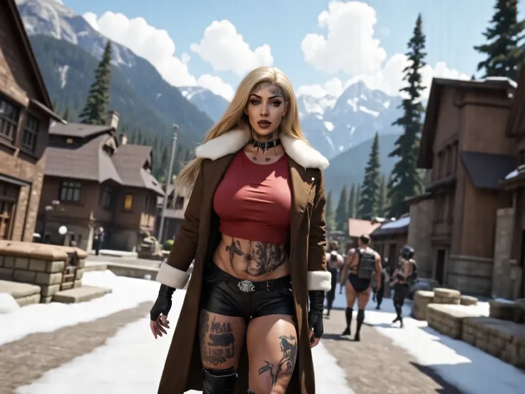 ((best quality)), (Masterpeace, high quality, high resolution, realistic photo, photography, detailed, korean tattoos on body and face), 1 japanese porn star women fighter gangster, age from 30 to 36 years old, porn star Xo Gisele, 8k_wallpaper, extremely ...