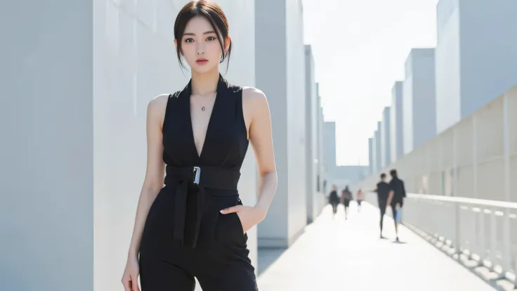 Japanese woman in chic clothes