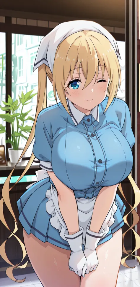 masterpiece,high resolution,best quality,8k，((best quality)), (masterpiece)), (details: 1.4), high resolution, (masterpiece: 1.4), 超details、1 girl, Alone, Goddess Magazine, blends , hinata box , blue eyes, blond hair, Long Hair, Twin Tails, hair between ey...