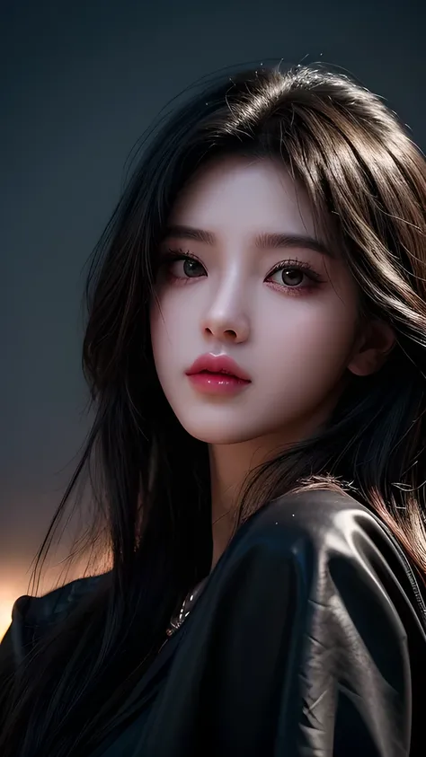 Super Closeup Portrait. Dark Ghost Woman's Silhouette. perfect hands, Captures the Essence of Gaa's Mysterious Creation. She's Always Ready to Fight Invaders. Sparkling Eyes. Gaa Palette. exposed. realistic. Son of the Devil