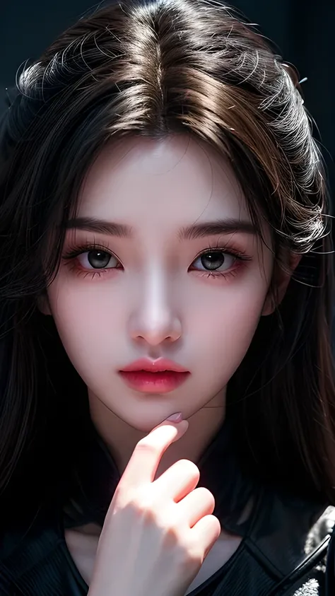 Super Closeup Portrait. Dark Ghost Woman's Silhouette. perfect hands, Captures the Essence of Gaa's Mysterious Creation. She's Always Ready to Fight Invaders. Sparkling Eyes. Gaa Palette. exposed. realistic. Son of the Devil