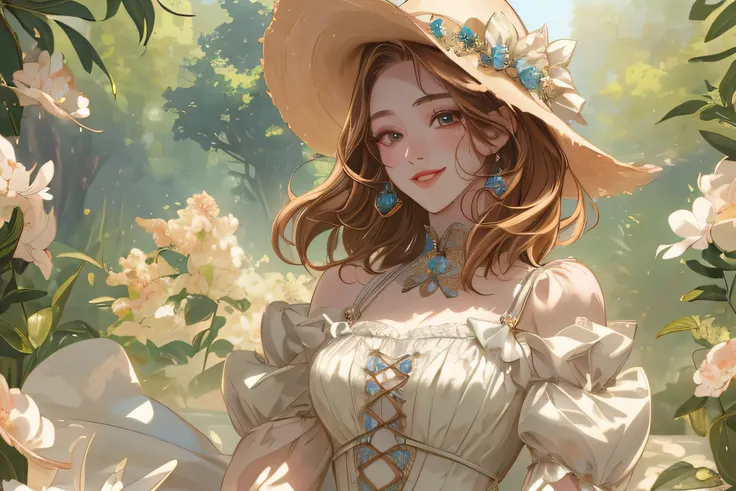 masterpiece、best quality、illustrations、 ultra details、high resolution、 8k、perfect dynamic composition,、beautifully detailed eyes、women's fashion summer、 medium hair、Natural Colored Lips、smile、cute