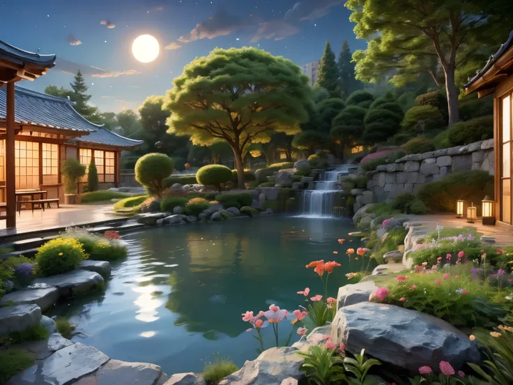 Japanese garden at night。unmanned
The light of one full moon illuminates、quiet and mysterious atmosphere beside me。
a small teahouse with traditional Japanese architecture but、standing by a quiet pond。
Japanese-style architecture but the protagonist of thi...