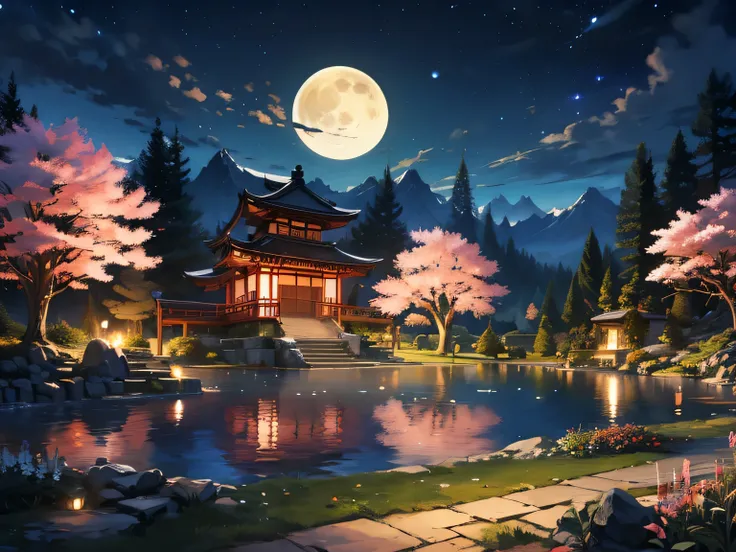 Japanese garden at night。unmanned
The light of one full moon illuminates、quiet and mysterious atmosphere beside me。
a small teahouse with traditional Japanese architecture but、standing by a quiet pond。
Japanese-style architecture but the protagonist of thi...