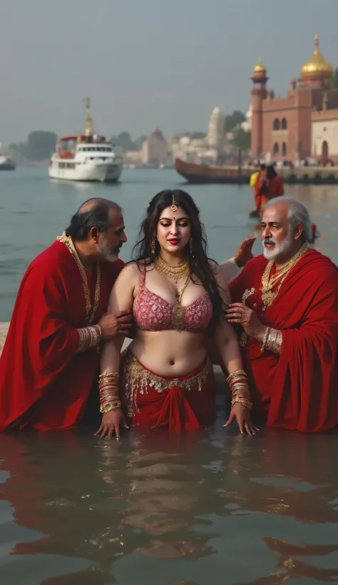 A sexy voluptuous busty plus size goddess durga submissive like a randi in micro bikini getting her pussy rubbed and showing her buttock like slave getting squeezed between many muslim men mobed, punished, degraded, gangbanged naked while she is holding th...