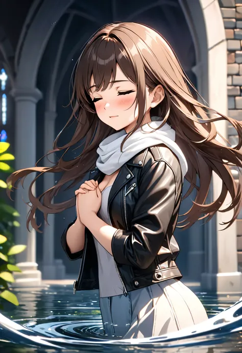(((Masterpiece, better quality, high resolution, UHD, perfect pixels, depth of field, 4k, RTX, hdr))), 1 girl, single, full body, alone, beautiful anime girl , half body, beautiful artistic style, anime character breasts, ((serene expression, childish gaze...