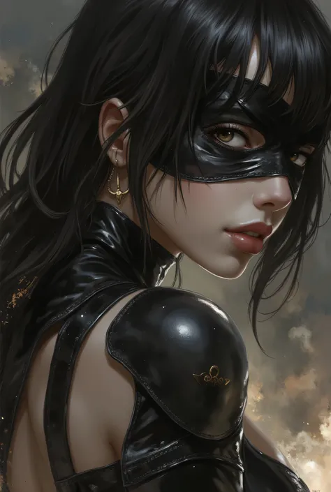 
a close up of a woman in a black leather outfit and blind, black silk blindfold, 2 b, 2b, 2b nier automata, black bra, seductive anime girl, seductive cyberpunk dark fantasy, 2 b from nier automata, 2b from nier automata, sexy girl, hyperrealistic fantasy...