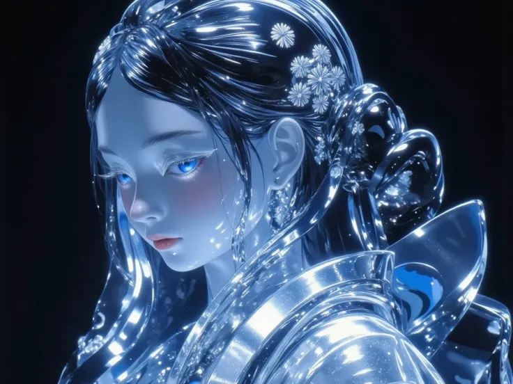 masterpiece,best quality:1.2,photo-realistic、Glasswork in the shape of a woman、Japanese glasswork、Crafts、Super Detail、Glasswork of a woman in a kimono、dramatic lighting、Sense of luxury、8k,HDR,
　　　　　　　　　　　　　　　　　　　　　　　　　　　　　　　　　　　　　　　　　　　　　　　　　　　　　　　　　　　　　　　...