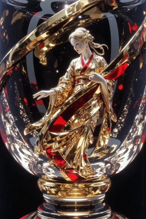 masterpiece,best quality:1.2,photo-realistic、Glasswork、日本のGlasswork、Crafts、Super Detail、Stylish glasses、There is a sculpture of a woman in a kimono、Artwork that makes full use of craftsmanship、Amazing Artwork、dramatic lighting、Sense of luxury、8k,HDR,
　　　　　...