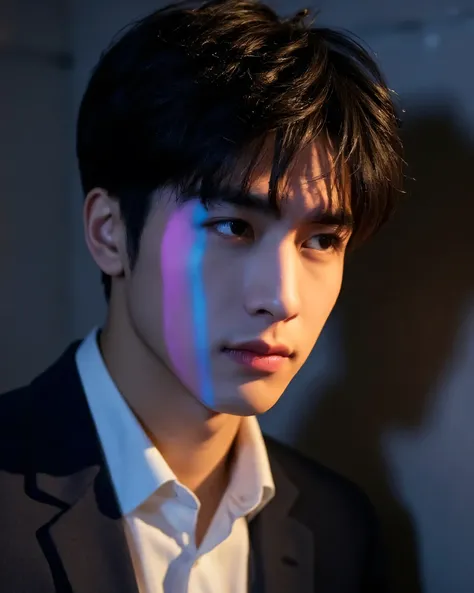 (very realistic pictures, concentrate, high definition, detailed faces, detailed hair, fine grain), ((Shooting in front of a wall)), Japanese man, 27 years old, 1 boy, only 1 person in the picture, Natural look, realistic, handsome, 183cm tall, crisp and s...