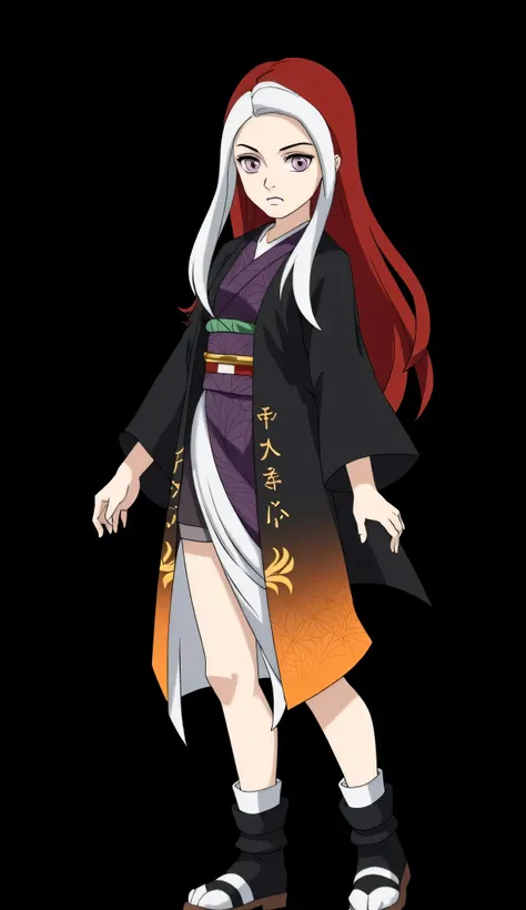 Nome: Hikari Enkyo

Age: 12 anos.
Physical Appearance: full body.

Cabelos: Longos, Red-orange with two white locks highlighted in the front of your hair that descend down your face.

Height and Body: Average height for a  girl, structure, light but define...