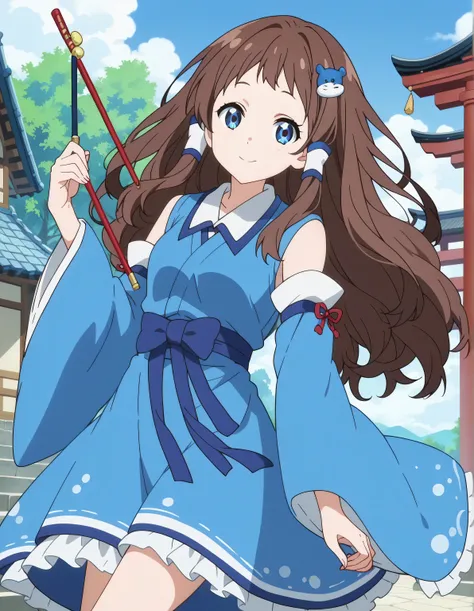 score_9, score_8_up, score_7_up, source_anime,absurdres, highres, masterpiece, best quality, amazing quality, official anime artwork, screencap, anime screencap, outdoors, looking at viewer, light smile, moriya shrine, day, kochiya sanae,ai shindou,1girl, ...