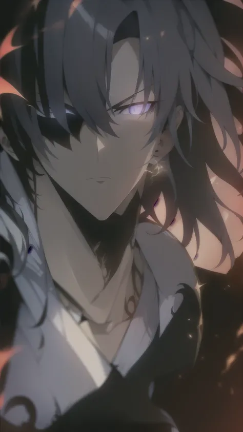 A captivating depiction of an emo-style boy, radiating an air of mystery and quiet intensity. His strikingly handsome features emerge from the shadows of a deep, moody background, with (slightly disheveled:1.2), (delicately messy:1.1) hair cascading over o...
