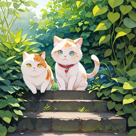 (masterpiece),(best quality),( 非常にdetailsな),( Athletes ),((Line art)),((watercolor)),16k, wallpaper,三毛猫の非常にdetailsなな絵、 details 、 非常にdetailsな猫、 Calico cat walking in my garden、 calico Munchkin relaxing on stone steps walking along a walking path、 Ancie...