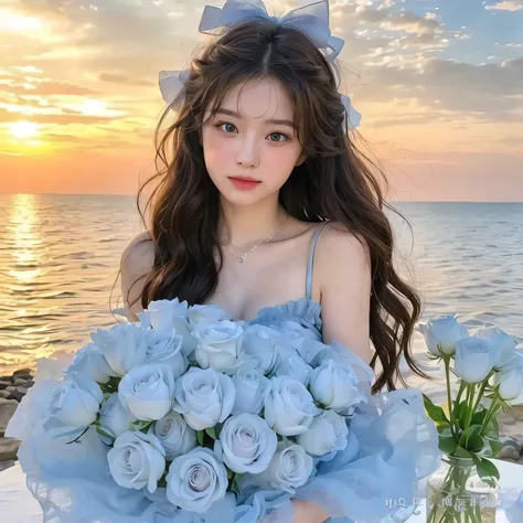 Winter of aespa, almond-shaped eyes, full lips , large and voluptuous breasts . flirty look. without bangs