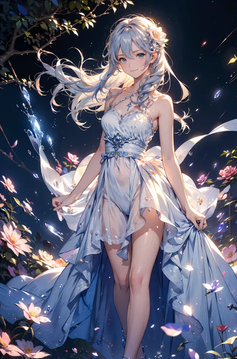 best quality !mystical 、( Bold Composition ) 1girl cute smile!smile! gentle gaze , beautiful 、Beautiful skin with a chest circumference of 130 、sexy、 Beautiful chest skin !BEAUTIFUL THIGS、beautiful legs ‼️ slender model figure、 music Healing simp...