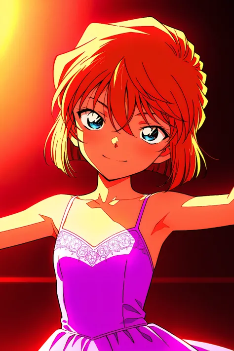 front view,
1girl, upper body, dancing on the stage ,lady, smile,
Best quality, masterpiece, soft light, official art, high quality,highres, absurdres, epic scene, natural textures, haibara ai, short hair, brown hair, blue eyes, hair between eyes, female, ...