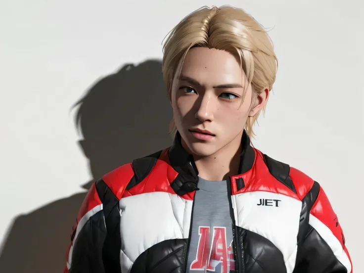 blond man with a tie and jacket posing for a picture, akira moto, as a character in tekken, jett from valorant, akihiko yoshida. unreal engine, realistic anime 3 d style, kamen rider character, xqc, Kim taehyung, in the style of akira, inspired by Hiroshi ...