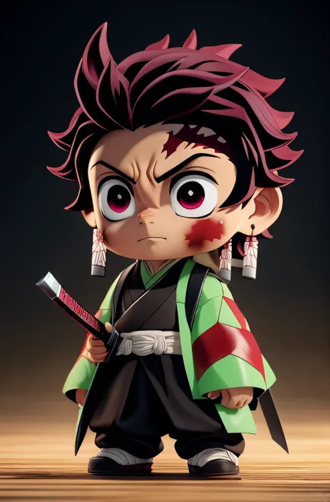 (best quality),(masterpiece), 8k,very well detailed, Subtle Light, vest shadow,detailed reflective eyes, beautiful eyes on my stomach, very well detailedな顔,wide shiny hair,1 person,Gross,black hair,anger,full body,Front,Demon Slayer,help,help Kamado,Darkne...
