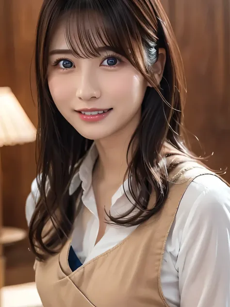 (best quality、Table Top、8k、best image quality、超A high resolution:1.5, (Photorealistic:1.4),masterpiece:1.2,(top-quality:1.4)、Raw photo)、Woman working at a cafe、apron、上品なシャツとapron、(highlight your body line:1.1)、portrait of a beautiful woman、most elegant an...