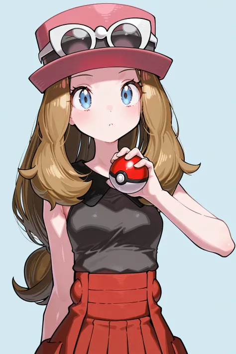 kmj-anonstyle, [artist:yoneyama mai], [artist:kanzarin], [artist: ekrea_jan], masterpiece,best quality,amazing quality, 748cmstyle, solo, eye focus, serena, long hair, blue eyes, brown hair, pokemon, pokemon xy, serena (pokemon), 1girl, bare shoulders, bla...