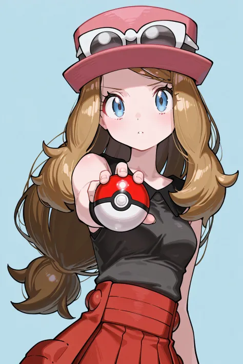kmj-anonstyle, [artist:yoneyama mai], [artist:kanzarin], [artist: ekrea_jan], masterpiece,best quality,amazing quality, 748cmstyle, solo, eye focus, anime style, serena, long hair, blue eyes, brown hair, pokemon, pokemon xy, serena (pokemon), 1girl, bare s...