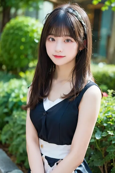 Hard chest, with shiny black heels featuring pointed toes, Cropped from just above the bust to slightly above the top of the head to show. The blouse has a button-down front、establish spatial context. Impressive, Gothic outfit consisting of a high-neck bod...