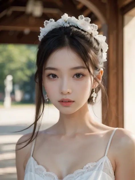 ((Pure beauty:0.8, Surreal:1.2)), White&#39;meat:1.2, Bright Eyes:1.1), Sharp contrast and color:1.1, High surface:1.1, Picture quality:Ultra high quality:1.Otralates, High nose bridge, Dynamic angle, Clouds and seas, Garden in the foreground, Ray Tracing,...
