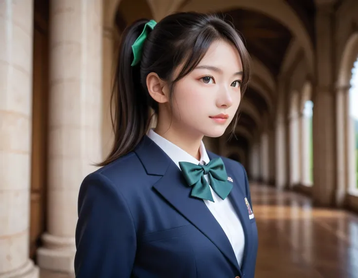 score_9, score_8_up, score_7_up, super detailed, 32K, Masterpiece, top quality, super high definition ,nsfw, official art, photorealistic, 1 classy Japanese woman, ((ponytail)), black hair, smaller face, natural makeup, cute face, small breasts, curvy body...