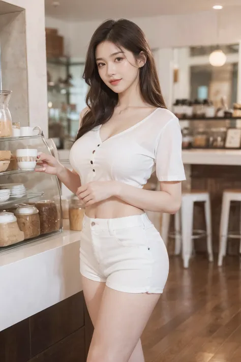 ( a age girl ), ( Sweet Smile), (Beautiful smile), (Korean Girl), (, not looking at the camera), (be distracted), ((( regular size chest )), (eyes beautiful and detailed), (lips beautiful and detailed), (with very detailed eyes and faces), (Realistic fac...