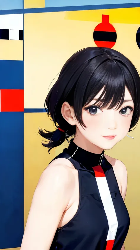 (Bauhaus style:1.5), Geometric art, a japanese beautiful girl busty gravure idol