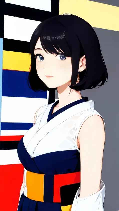(Bauhaus style:1.5), Geometric art, a japanese beautiful girl busty gravure idol