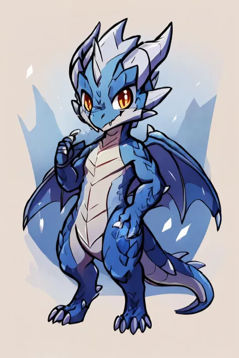 cel shading, jrpg style, Solo, (((fullbody))),(((white kobold))),male, small, white scales, golden eyes, (((open large dragon wings))),scalie,tail,kobold tail,ice and snow theme background (((kobold,male, solo, winged kobold boy, white scales, large dragon...