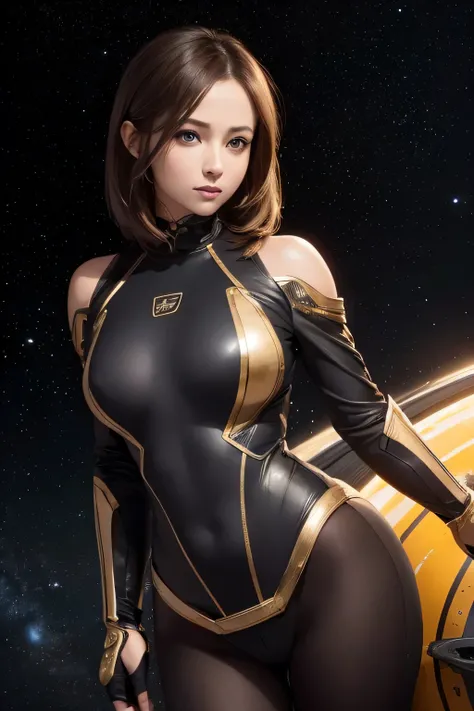 Space ship, captain future, comet, extremely fine and beautiful design, illustration, masterpiece,best quality, high resolution, 8k, sf,space fantasy, extremely beautiful and fain design, extremely fine and beautiful colors, An anime girl with shoulder-len...