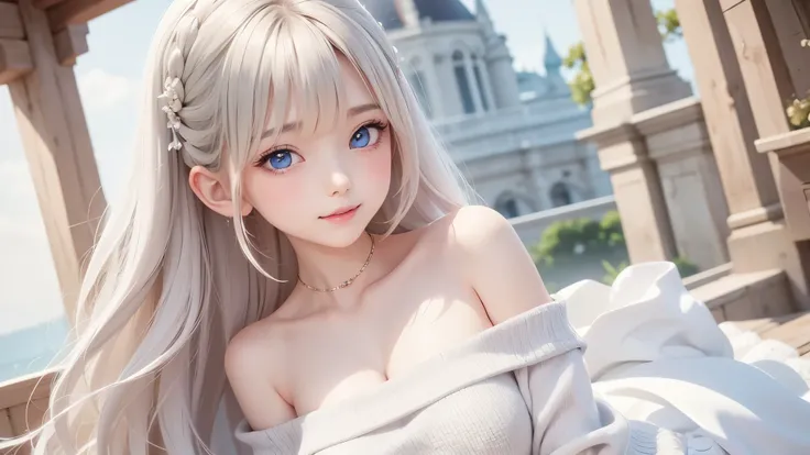 there is a woman in a white dress, artwork in the style of Gwaiz, Gwaiz on pixiv artstation, Gwaiz on artstation pixiv, Gwaiz, Fantasy Art Style, Gwaiz masterpiece, beautiful and elegant girl , drawing beautiful characters, Detailed Digital Anime Art, bl...