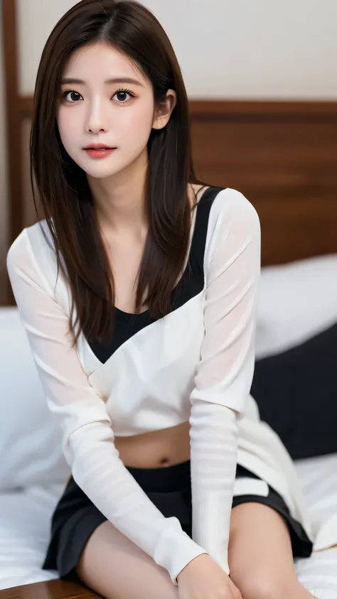 best quality,8K, very detailed, in fine detail, high resolution, 8K wallpaper, perfect dynamic composition, Meticulous Eye, beautiful eyes on my stomach、looking at camera、best quality、model、Slender Body、pictures、brown hair semi-long、Beautiful Faces、Actual...