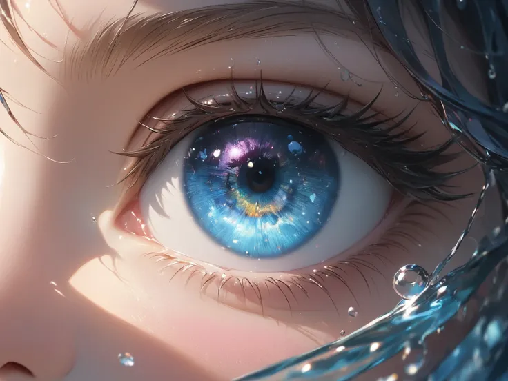 (masterpiece,best quality),no humans,one human eye,close-up the eye:1.5,focus on the center of eyes,(water drop:1.5) below the eye,positive expression