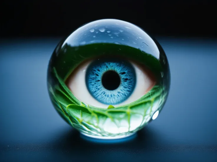(masterpiece,best quality),(no humans),one glass ball shaped a eye,[[[grape hyacinth in the ball]]], close-up:1.5,focus on the center of eyes,(water drop:1.5) below the eye,HDR,8k,digital art　　　　　　　　　　　　　　　　　　　