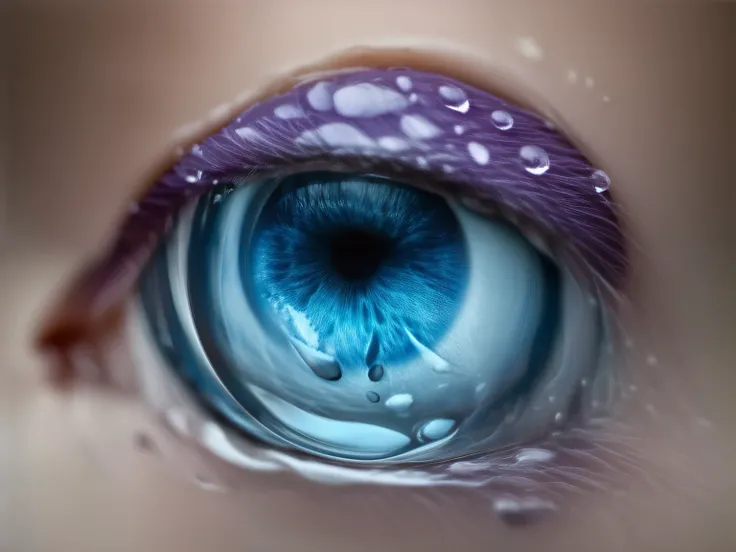 (masterpiece,best quality),(no humans),one glass ball shaped a eye,[[[draw purple grape hyacinth in the ball]]],close-up the glass ball:1.5,focus on the center of eyes,(water drop:1.5) below the eye,details of the ball,HDR,8k,digital art　　　　　　　　　　　　　　　　　　　
