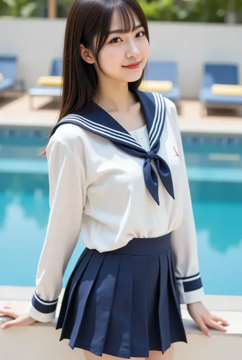 very detailed, 美しいlikeいアジア人女性の超写実的なデジタルイラスト, with her body visvery detailed, 美しいlikeいアジア人女性の超写実的なデジタルイラスト, with her body visvisible from above the knee、soft bangs in the center of the frame. she's been a long time, smooth dark hair and soft bangs, and彼女の明確...