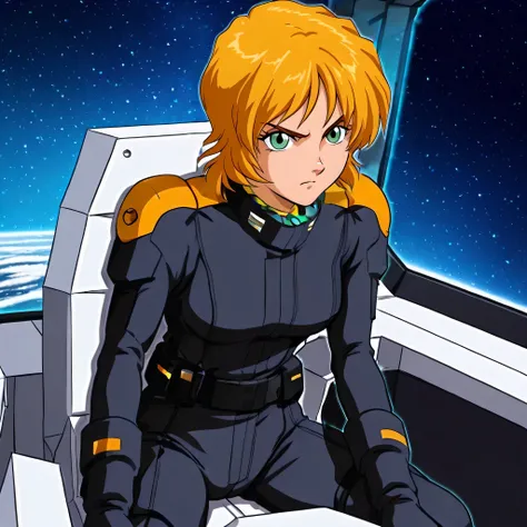 Ellis Claude, blond hair, short hair, green eyes, serious expression, 